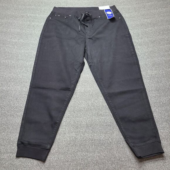 DG2 by Diane Gilman Pants Womens XL Black Jogger Jeans Drawstring Stretch Denim - Picture 1 of 9